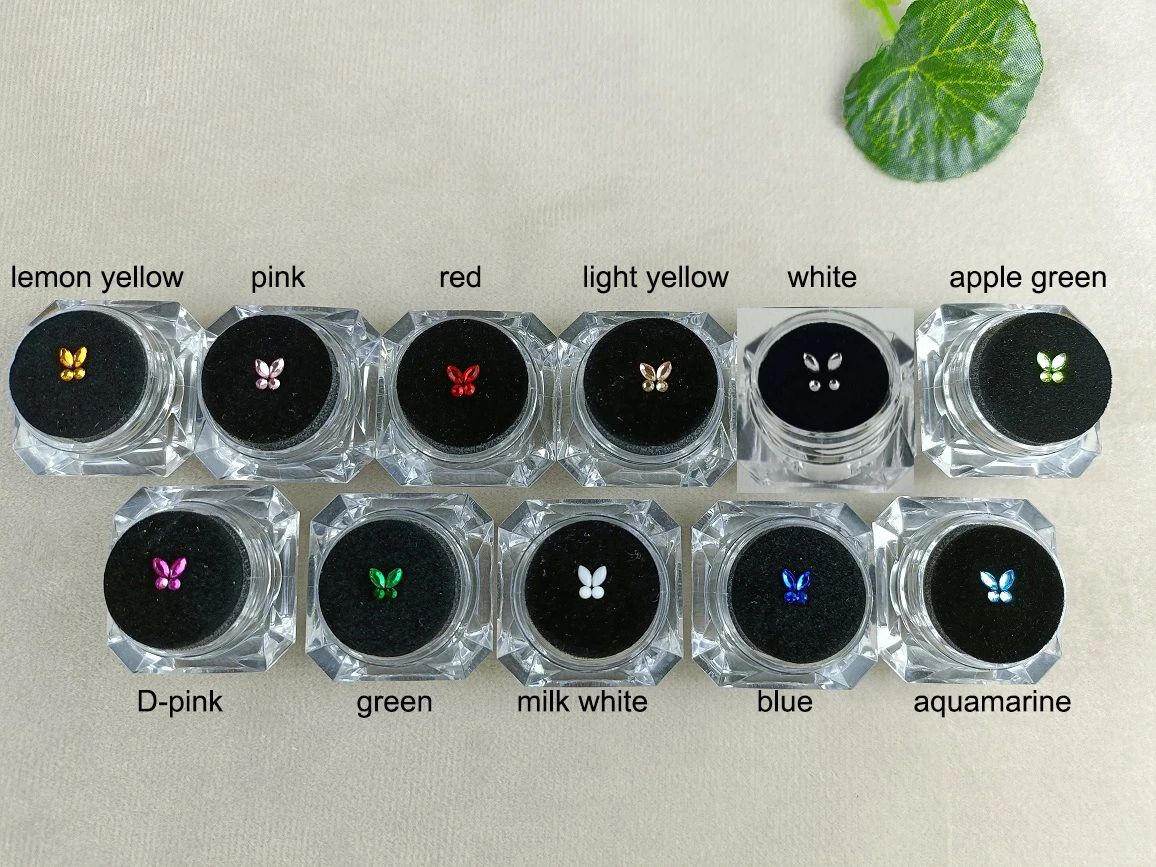 Free Shipping Wholesale Color Crystal Butterfly Rhinestone Tooth Paste Beauty Flat Bottom Crystal Dental Diamond Dental Jewelry For Women Men