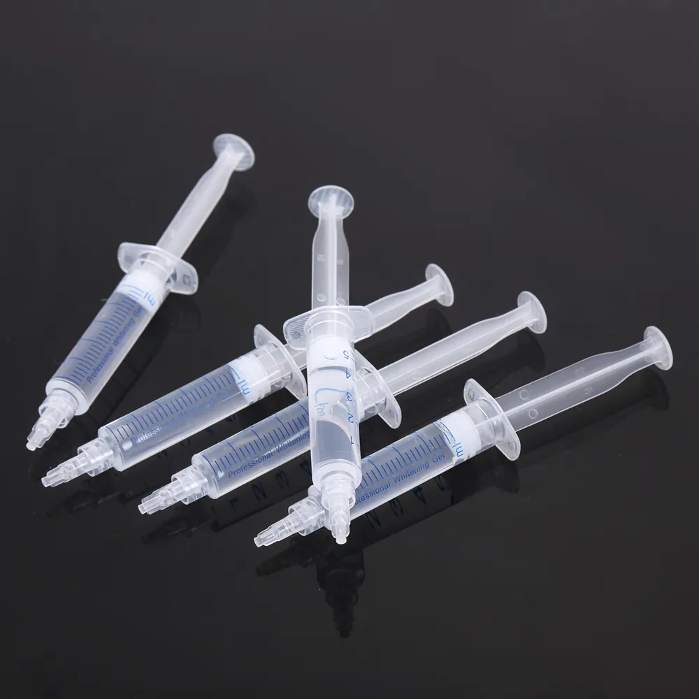 Free Shipping 50pcs/pack 0.1-35%Hp/0.1-44%Cp/Non-Peroxide Gel Home Use Teeth Whitener Dental Bleaching Tooth Refil Syringe Teeth Whitening Gel