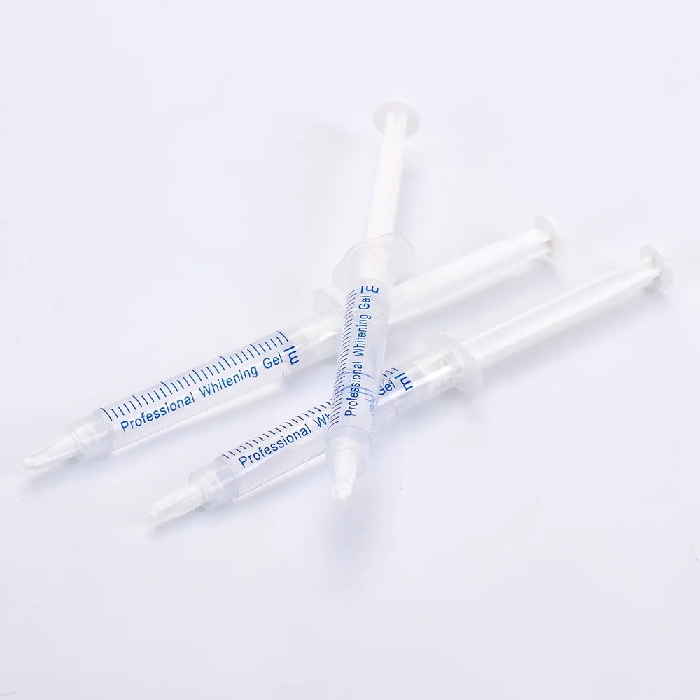 Free Shipping 50pcs/pack 0.1-35%Hp/0.1-44%Cp/Non-Peroxide Gel Home Use Teeth Whitener Dental Bleaching Tooth Refil Syringe Teeth Whitening Gel
