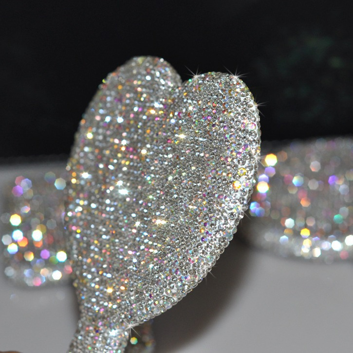 2pcs Square Makeup Mirror with Heart Diamond Design, Handheld Salon Mirror for Eyelash Extensions, Teeth Whitening, and Tooth Gems