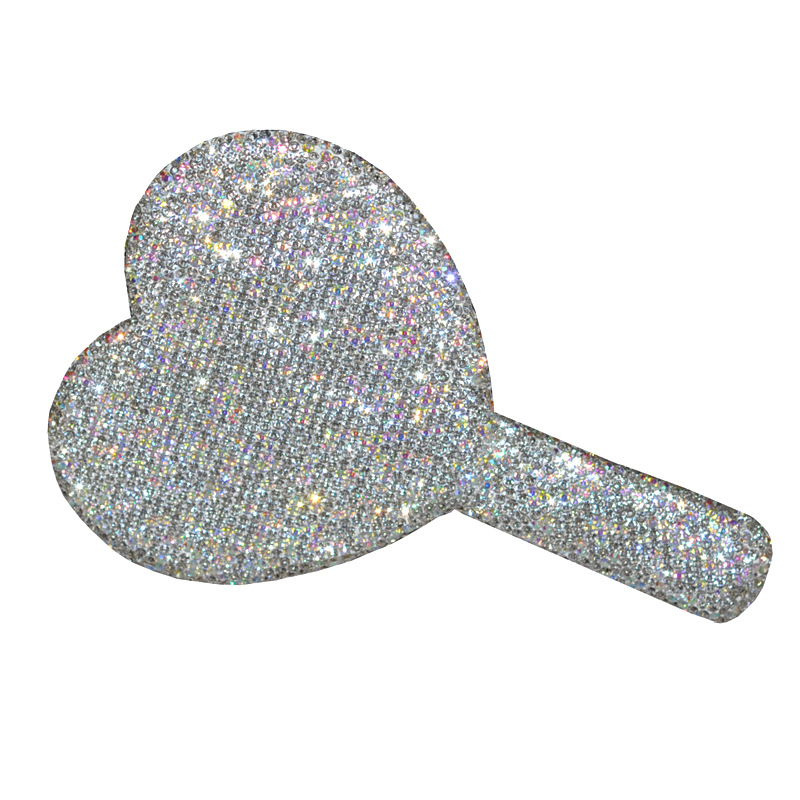 2pcs Square Makeup Mirror with Heart Diamond Design, Handheld Salon Mirror for Eyelash Extensions, Teeth Whitening, and Tooth Gems