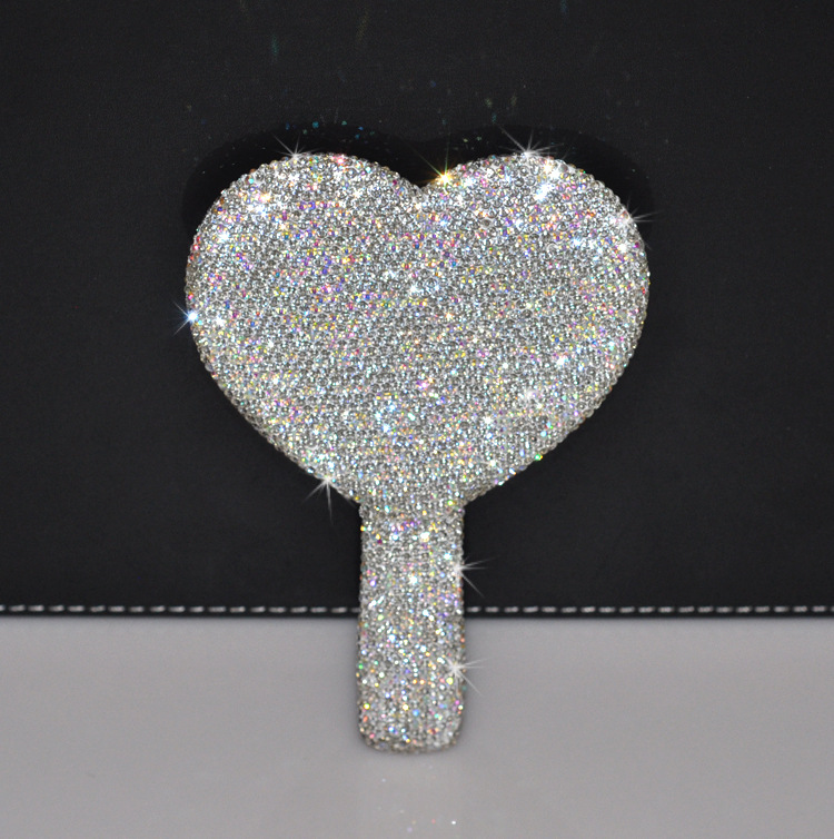 2pcs Square Makeup Mirror with Heart Diamond Design, Handheld Salon Mirror for Eyelash Extensions, Teeth Whitening, and Tooth Gems
