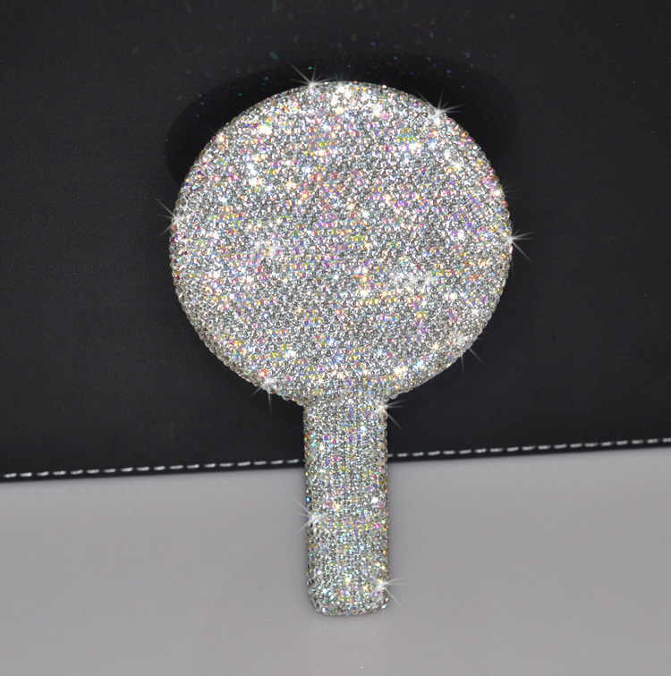 2pcs Square Makeup Mirror with Heart Diamond Design, Handheld Salon Mirror for Eyelash Extensions, Teeth Whitening, and Tooth Gems