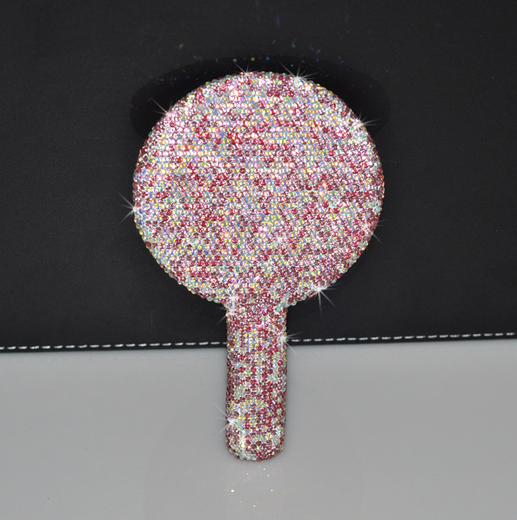 2pcs Square Makeup Mirror with Heart Diamond Design, Handheld Salon Mirror for Eyelash Extensions, Teeth Whitening, and Tooth Gems