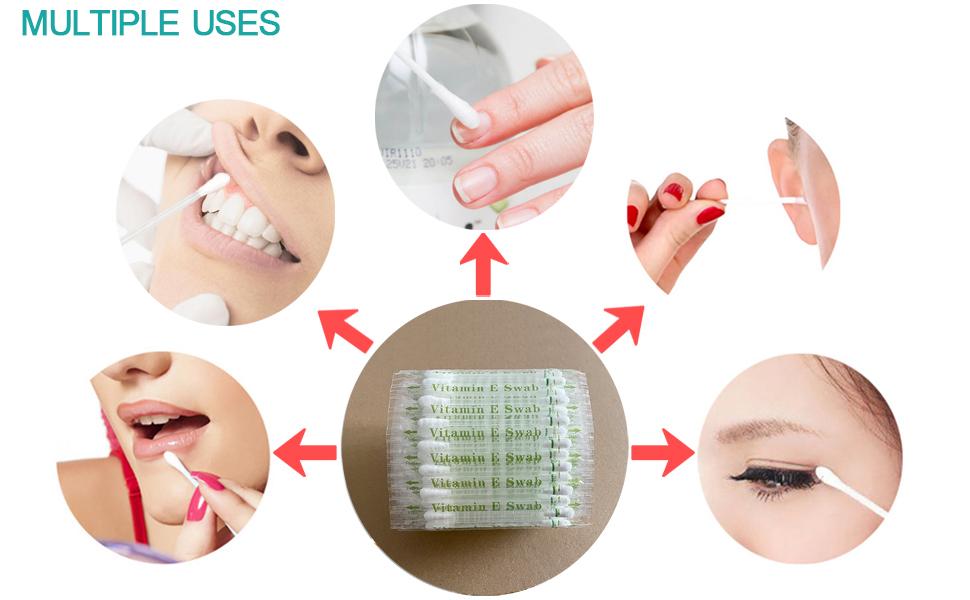 50pcs Vitamin E Lips Oil Swabs Stick Disposable VE Cotton Swab Protect Lip Gum Anti-dry Moisture For Use Before Teeth Whitening (50 Pcs)