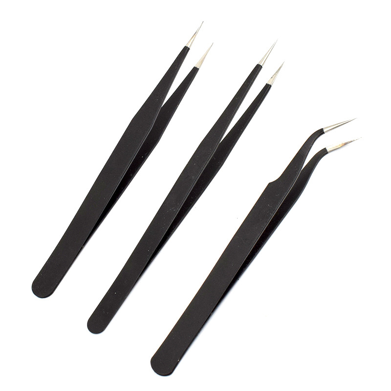 10pcs/set Factory Clamping Tools Straight and Curved Stainless Steel Tweezers Electronic Components Eyebrow Tweezers Eyelash Tweezers