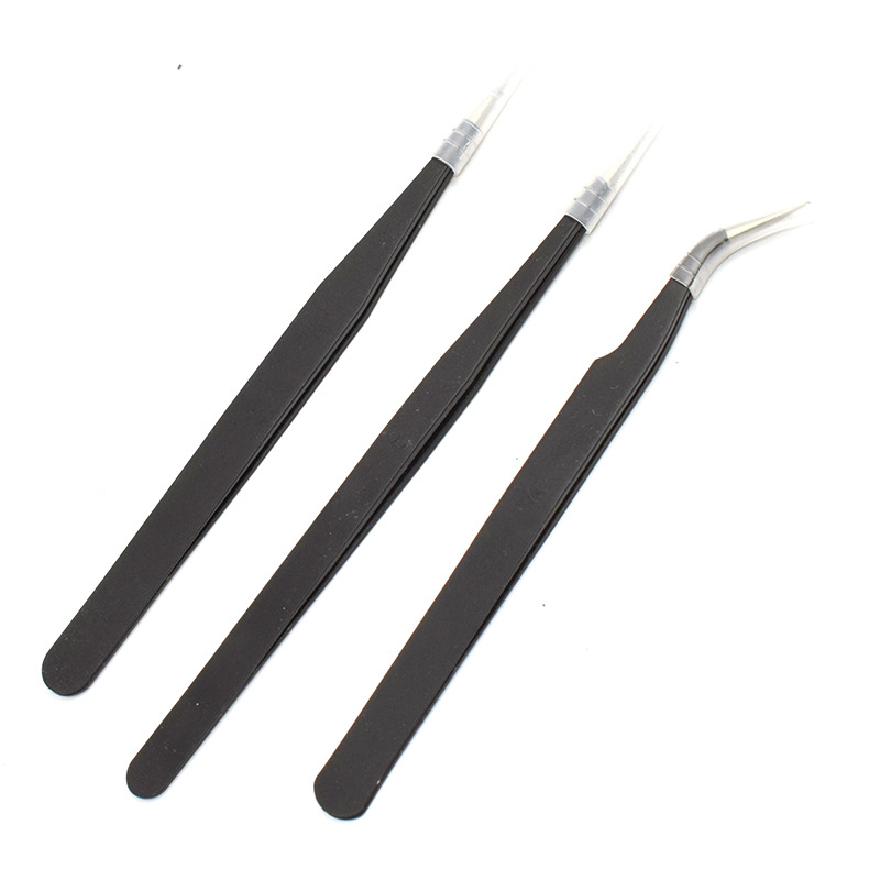 10pcs/set Factory Clamping Tools Straight and Curved Stainless Steel Tweezers Electronic Components Eyebrow Tweezers Eyelash Tweezers