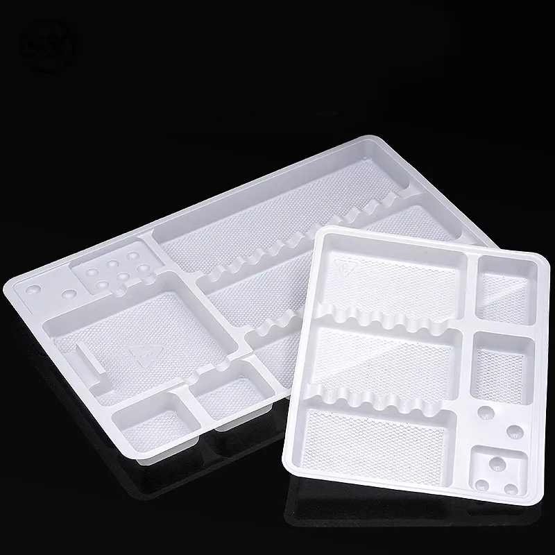 100pcs/pack Dental Manual Autoclavable Plastic Tray Set Medical Divided Instrument Separate Trays Dental Consumables