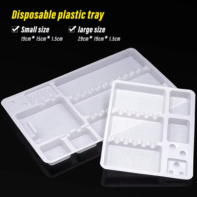 100pcs/pack Dental Manual Autoclavable Plastic Tray Set Medical Divided Instrument Separate Trays Dental Consumables