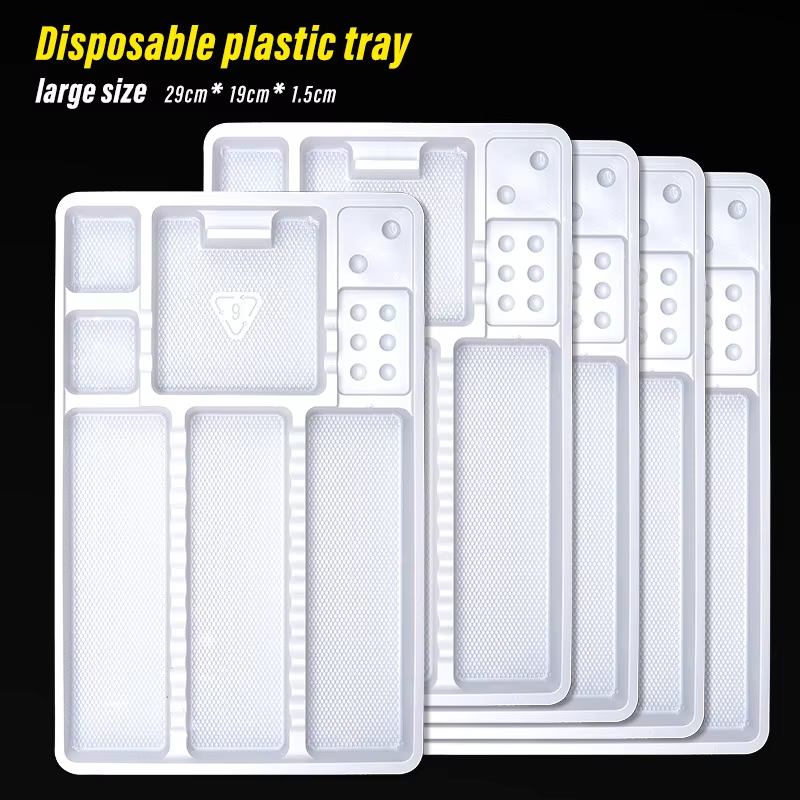 100pcs/pack Dental Manual Autoclavable Plastic Tray Set Medical Divided Instrument Separate Trays Dental Consumables