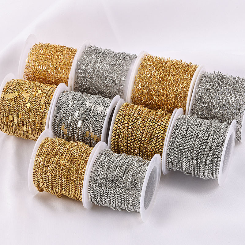 10Meters Wholesale Stainless Steel Thin Gold Chain for Permanent Necklace Jewelry Making Findings & Components Accessories