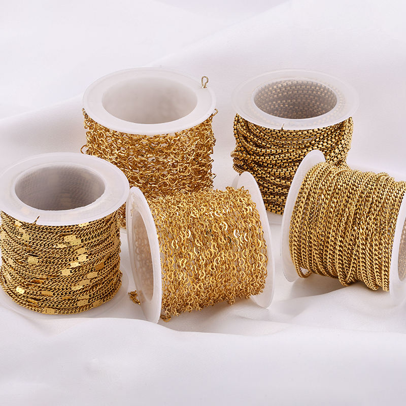10Meters Wholesale Stainless Steel Thin Gold Chain for Permanent Necklace Jewelry Making Findings & Components Accessories