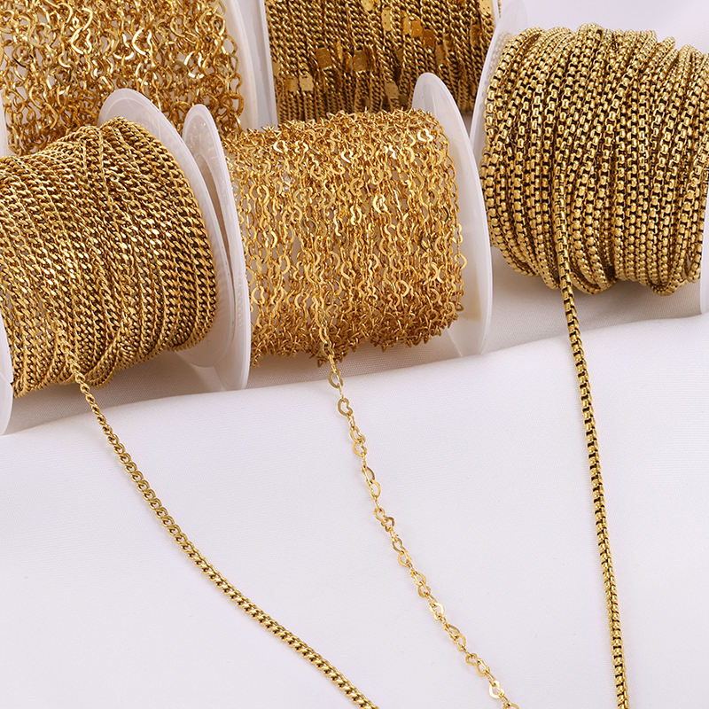 10Meters Wholesale Stainless Steel Thin Gold Chain for Permanent Necklace Jewelry Making Findings & Components Accessories