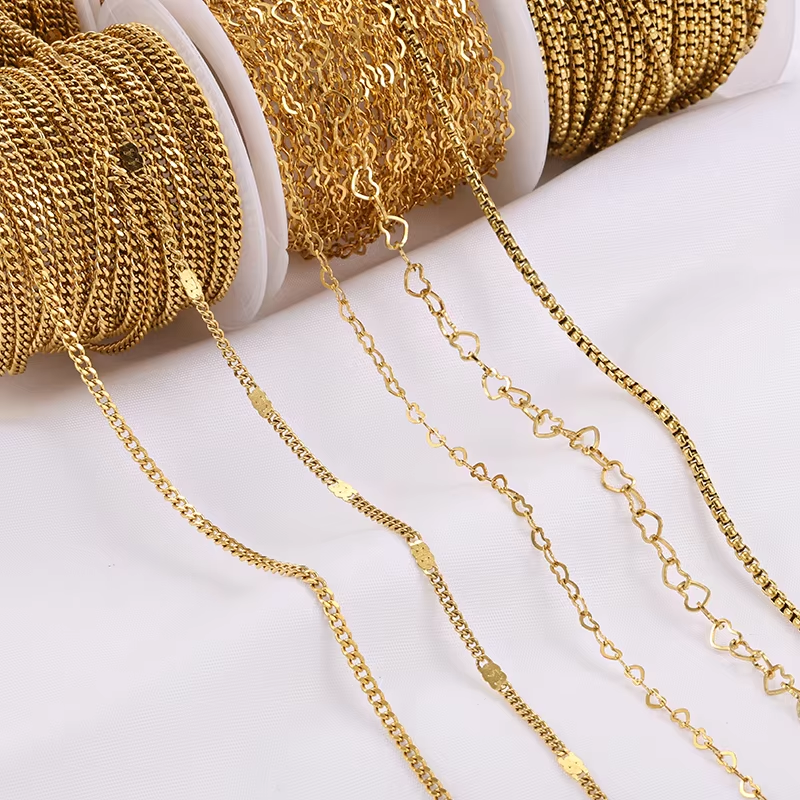 10Meters Wholesale Stainless Steel Thin Gold Chain for Permanent Necklace Jewelry Making Findings & Components Accessories