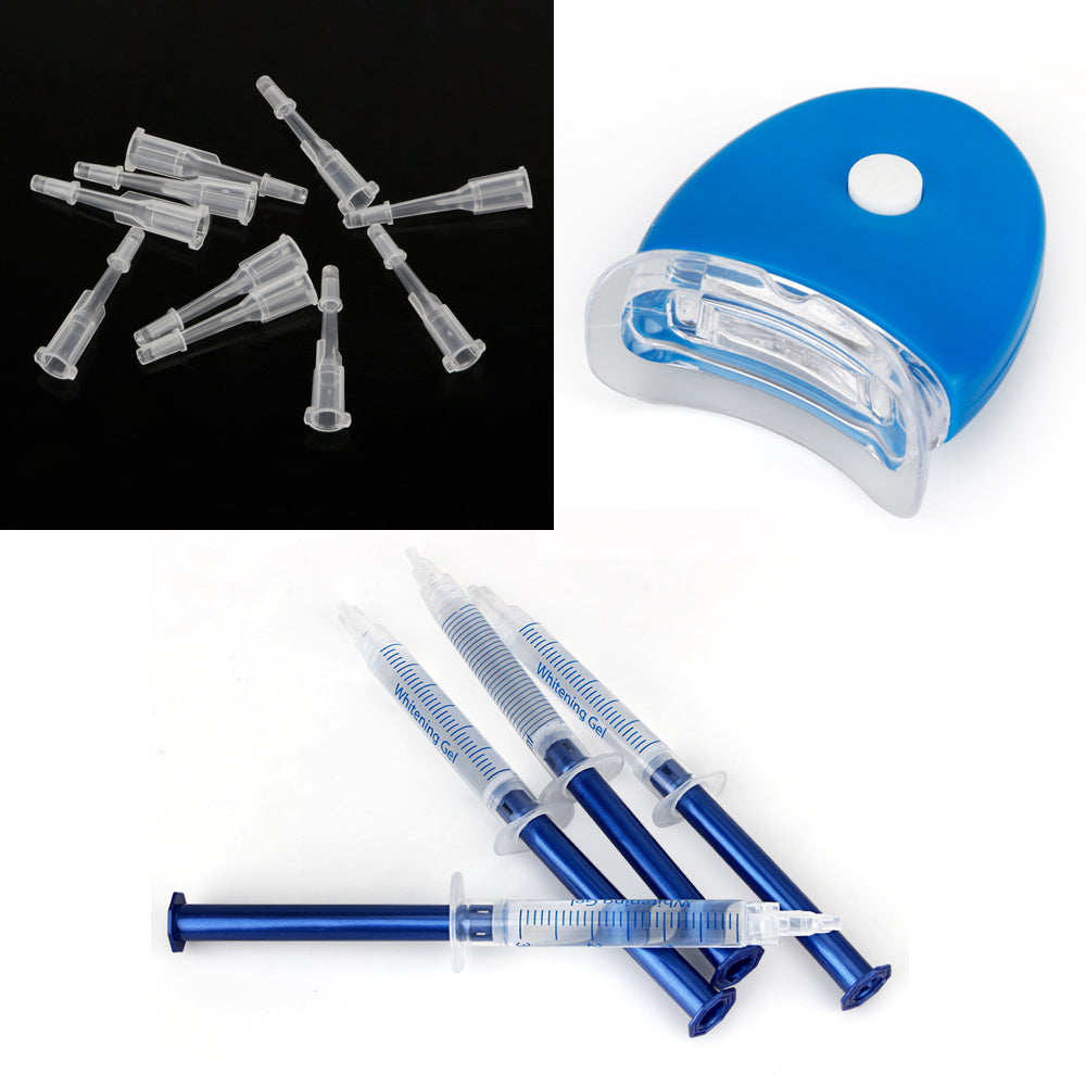 Free Shipping 10boxes/Pack Bleaching Kit Home Use Led Light With Three Gels Syringe New Teeth Whitening Kit