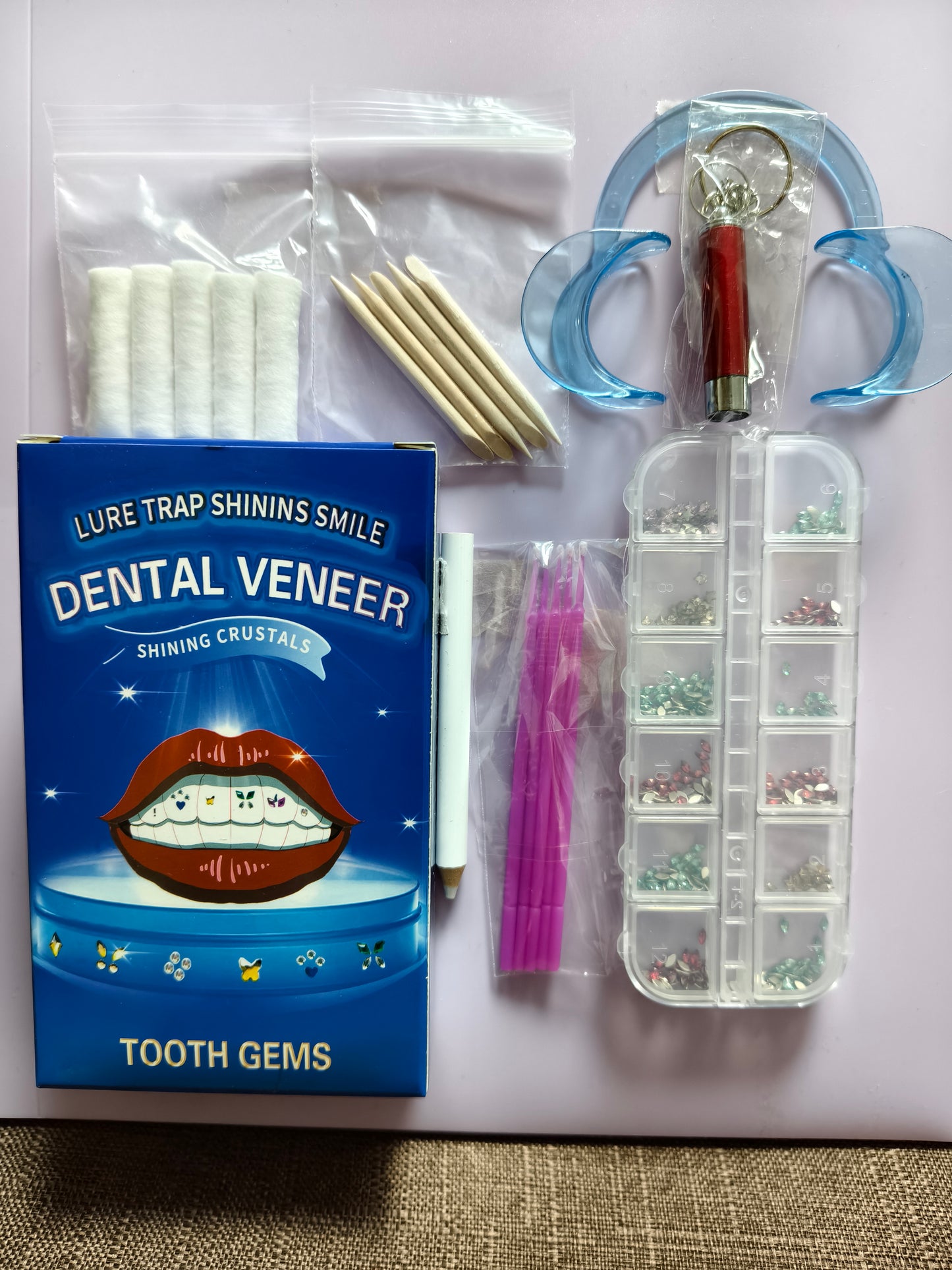 Australia Tooth Gem Kit, DIY Crystals Jewelry Kit Teeth Gems Set, 2025 New Professional Fashionable Y2k Tooth Gems for Teeth Fun at Home Use (White)