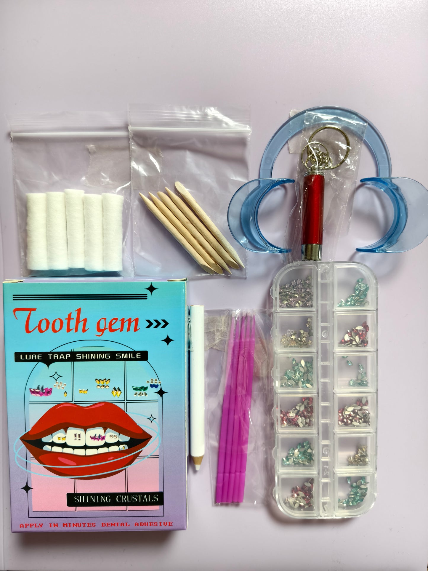 Australia Tooth Gem Kit, DIY Crystals Jewelry Kit Teeth Gems Set, 2025 New Professional Fashionable Y2k Tooth Gems for Teeth Fun at Home Use (White)