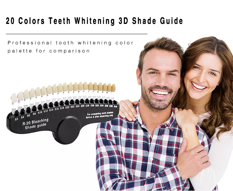 $14 shipping Teeth Whitening 3D Shade Guide Dental Tooth Bleaching Shade Chart Board 20 Colors Comparator
