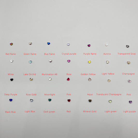 FREE SHIPPING TOOTH GEMS - HEART 3MM  100PCS IN ONE BAG
