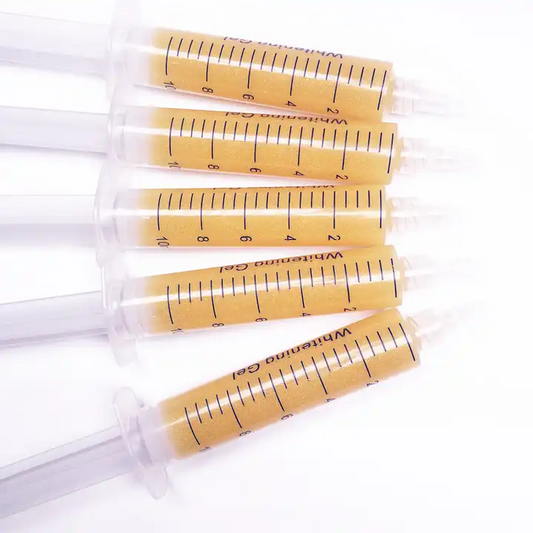 Free Shipping 100pcs/PACK Private Label None Peroxide Syringe Gel Dental Use 24k Gold Teeth Whitening Gel 9%HP for Led Light