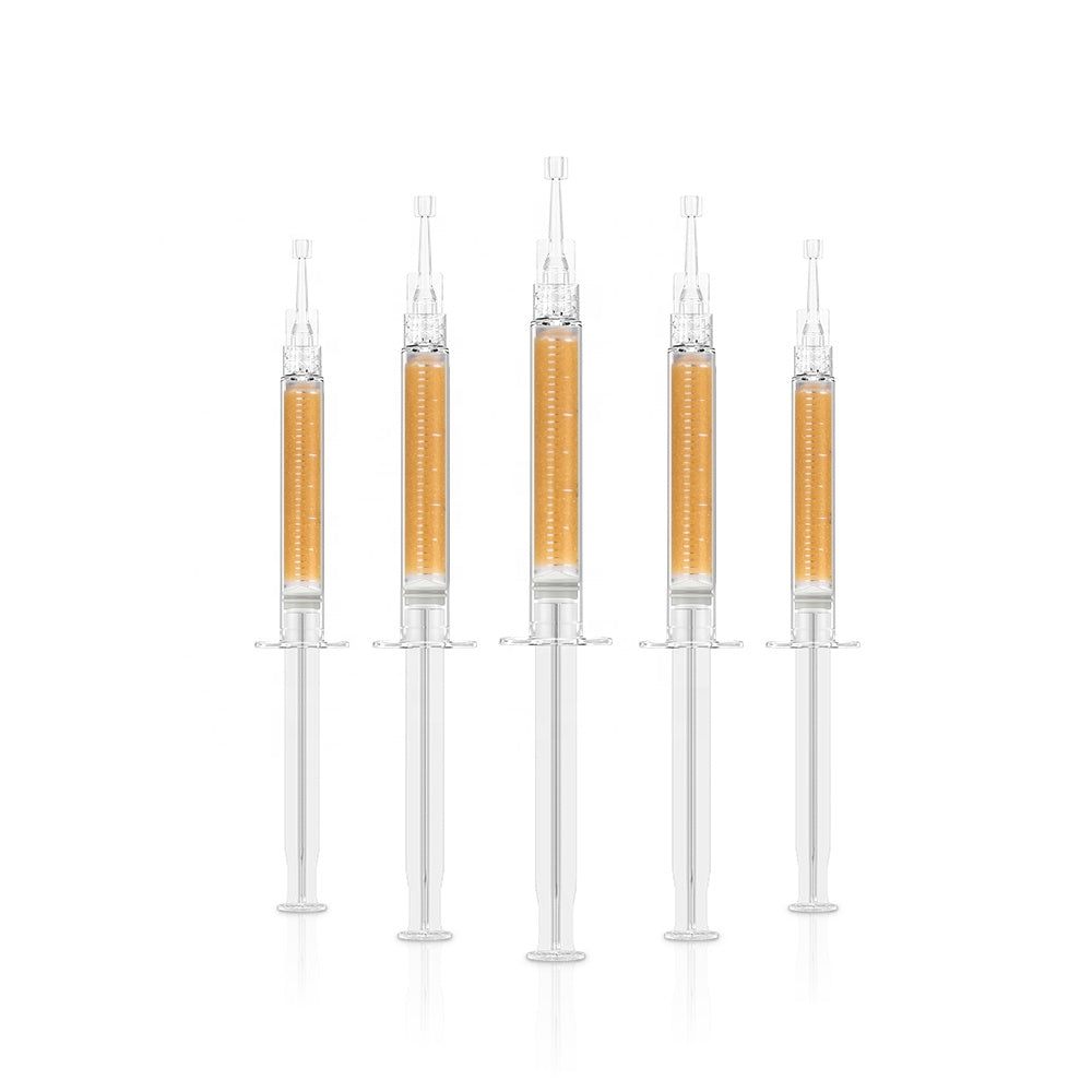 Free Shipping 100pcs/PACK Private Label None Peroxide Syringe Gel Dental Use 24k Gold Teeth Whitening Gel 9%HP for Led Light