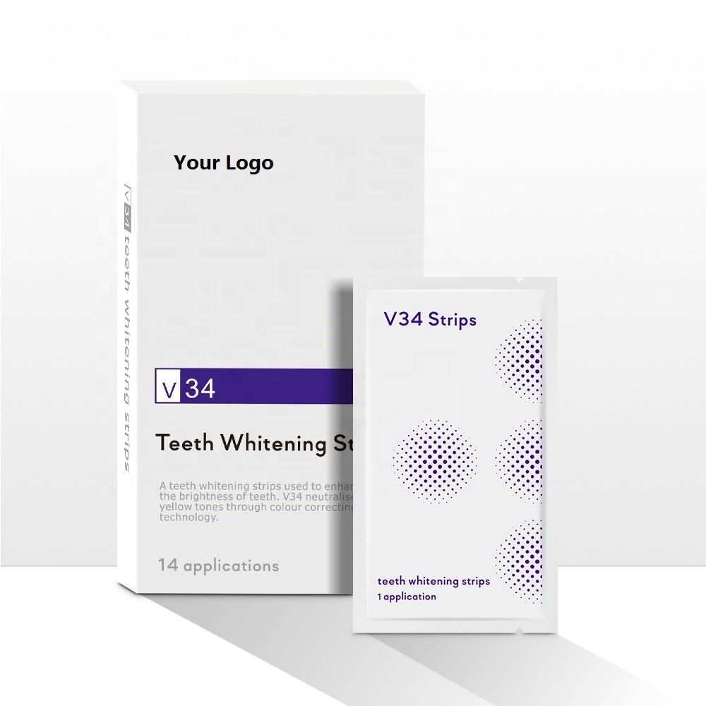 Free Shipping 10boxes/pack Hot selling V34 strips 7 Pairs 28pcs Teeth Private Label V34 Colour Corrector Strips