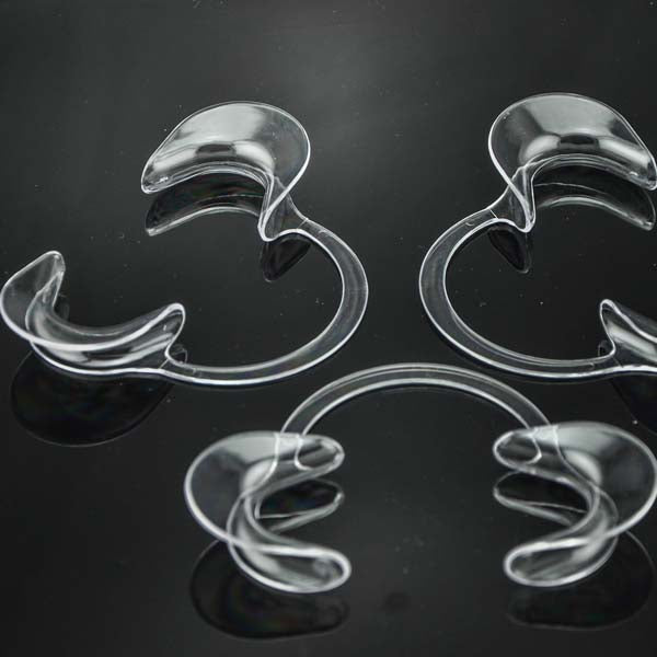 Free Shipping 50pcs/Pack Dental Cheek Retractor Mouth Opener for Teeth Whitening C-Shape Autoclavable, Clear Blue (Large,Small,Medium )